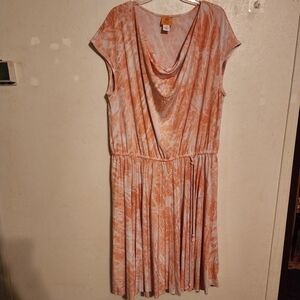 💕5 For $20 Ruby Rd. Tie Waist Dress Peach/White Size 2X
